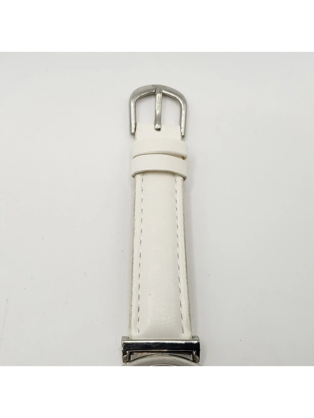 Mateo Silver Tone 38mm Quartz Women Watch New Battery White Leather Band